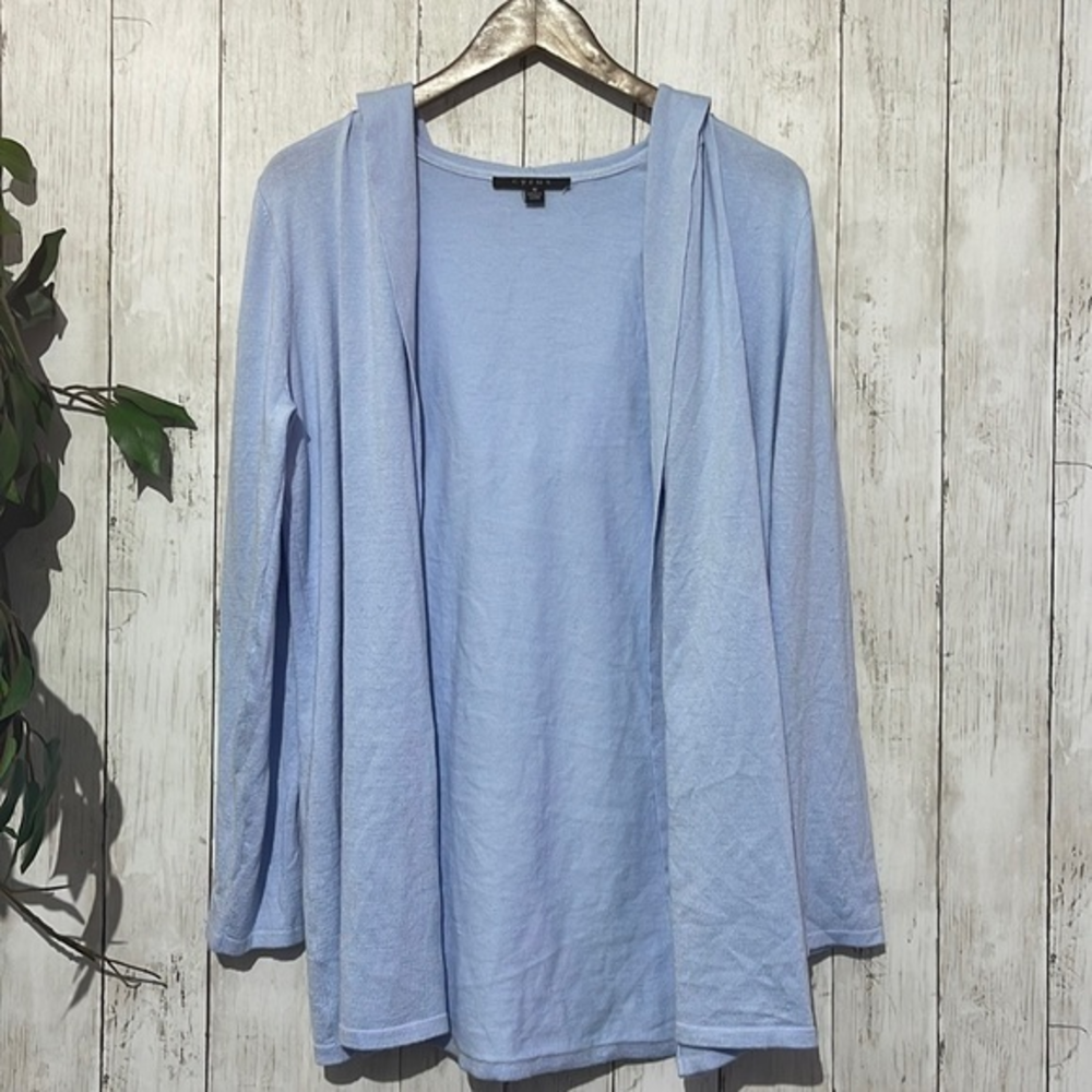 Cyrus Blue Hooded Cardigan Sweater‎ Lightweight Knit Women's Size M